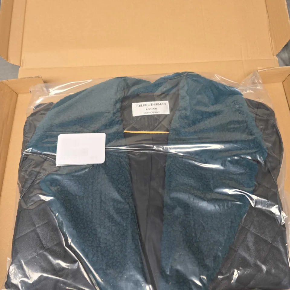 HELENE BERMAN AVIATOR JACKET - BLACK/PETROL - SIZE 10