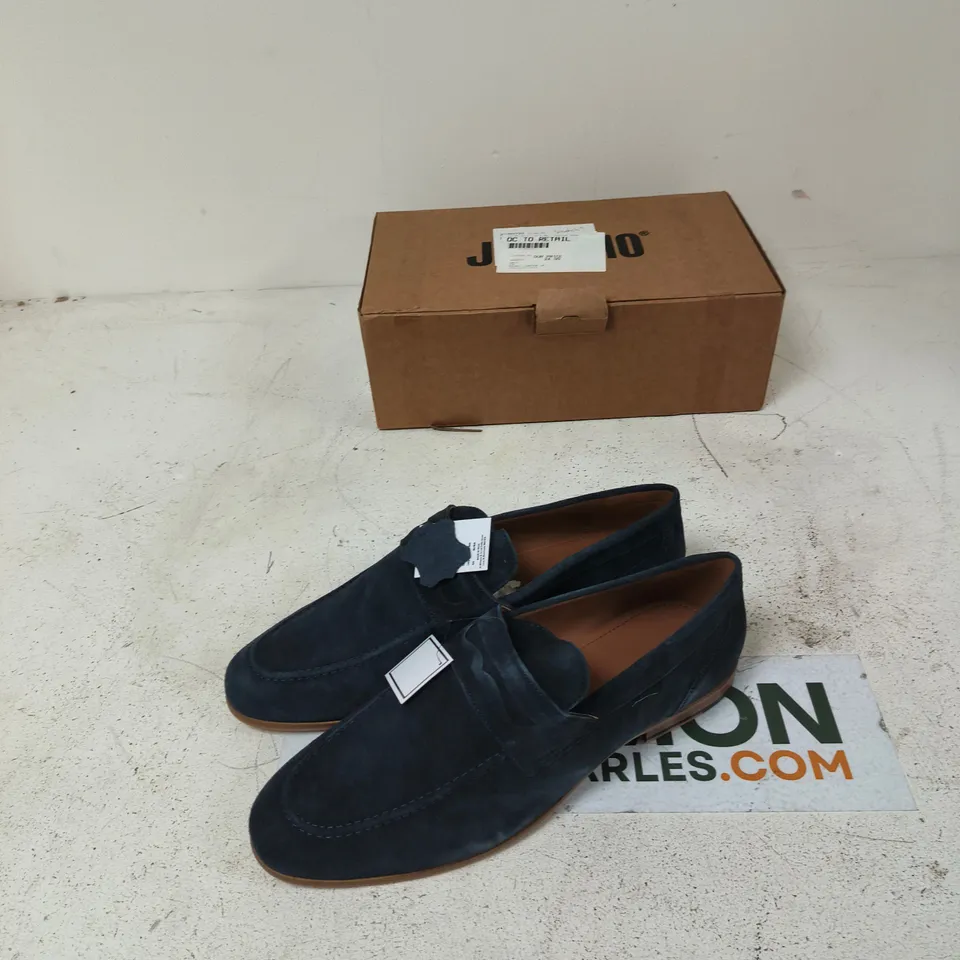 JACOMO MEN'S SUEDE LOAFERS - NAVY BLUE - UK 14