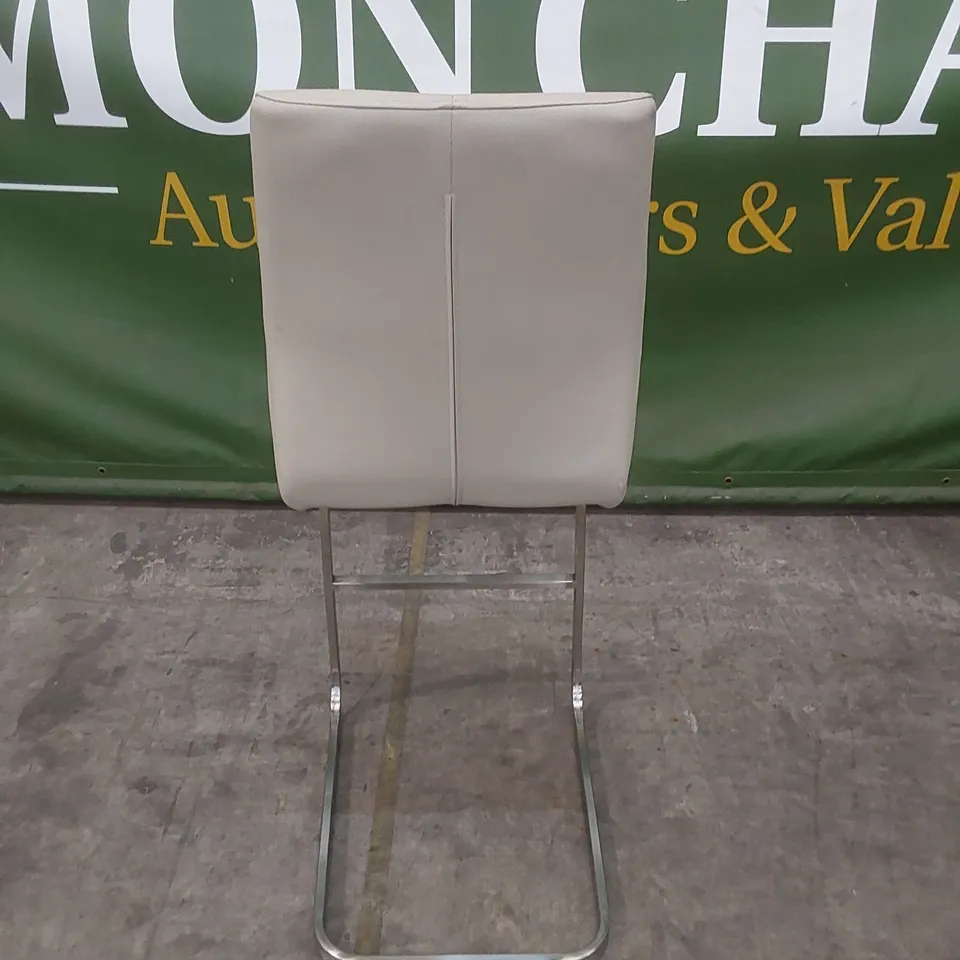 DESIGNER LEATHER UPHOLSTERED BAR STOOL WITH CHROME LEGS 