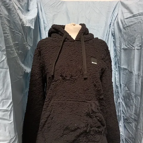 BENCH BLACK TEDDY-FLEECE HOODIE, SIZE M
