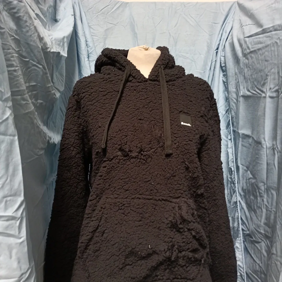 BENCH BLACK TEDDY-FLEECE HOODIE, SIZE M