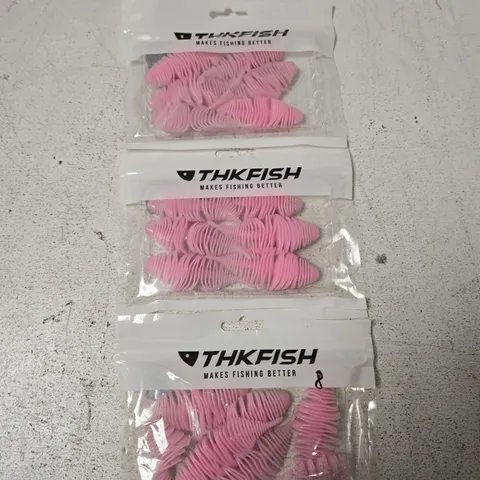 THKFISH PINK CURLY-TAIL SOFT PLASTIC FISHING LURES – SET OF 3 SEALED PACKETS