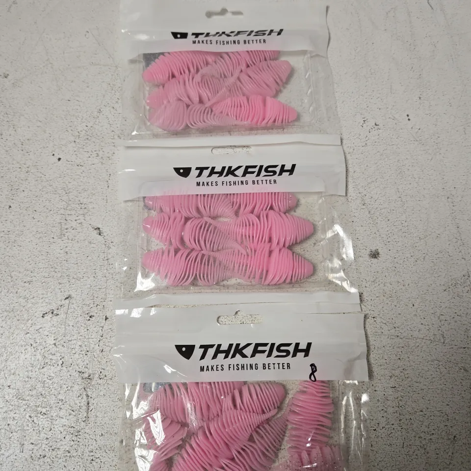 THKFISH PINK CURLY-TAIL SOFT PLASTIC FISHING LURES – SET OF 3 SEALED PACKETS