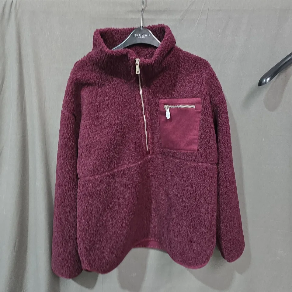 BOX OF APPROXIMATLEY 25 CLOTHING ITEMS INCLUDING:THREADBARE PURPLE FLEECE, HUSH PINK JUMPER AND ELISA IMMAGINE COLLEZIONE WOMENS GREY PANTS