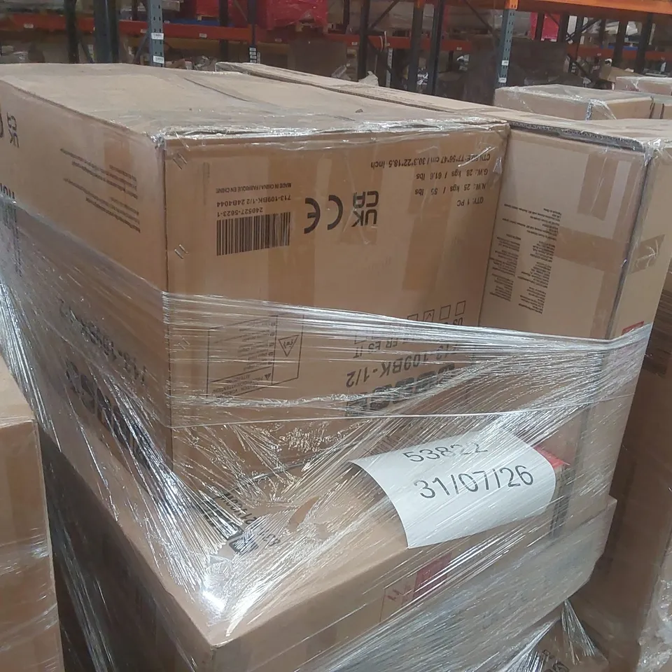 PALLET CONTAINING A VERY LARGE QUANTITY OF ASSORTED DESIGNER FURNITURE PARTS INCLUDING: RECLINER CHAIR PARTS, WARDROBE PARTS ECT