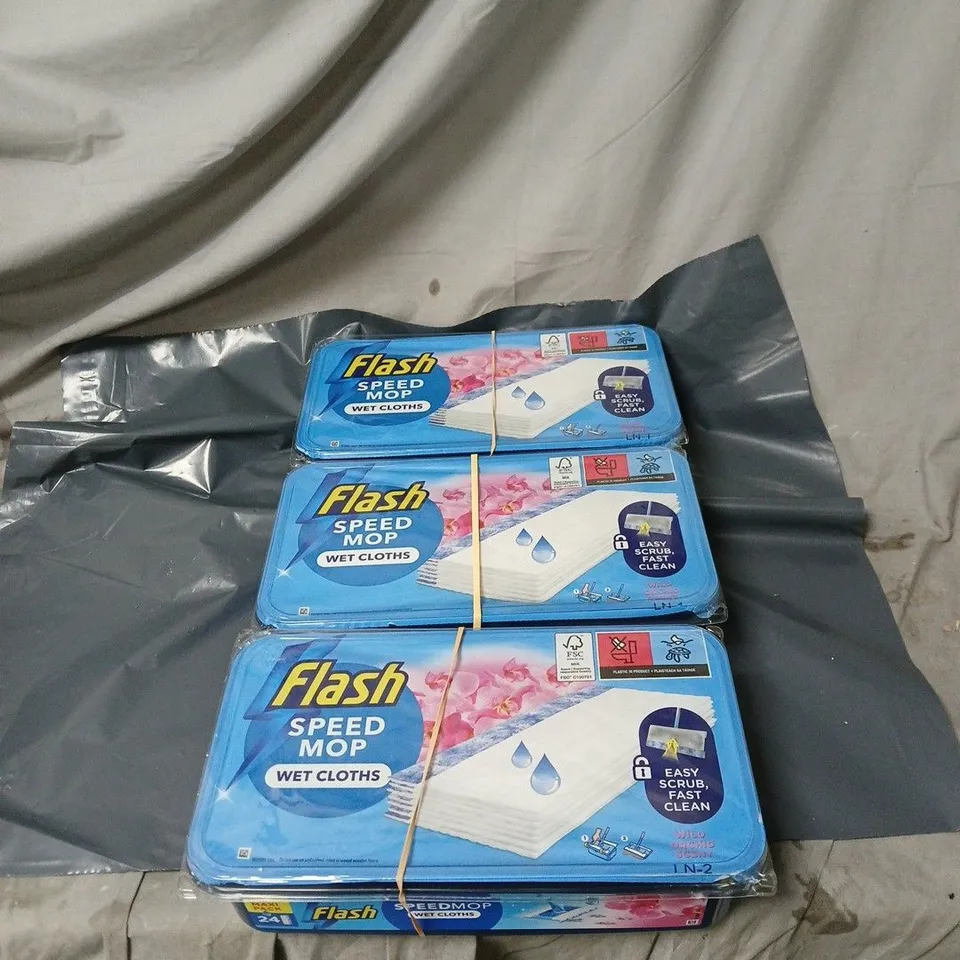 3 X FLASH SPEED MOP WET CLOTHS