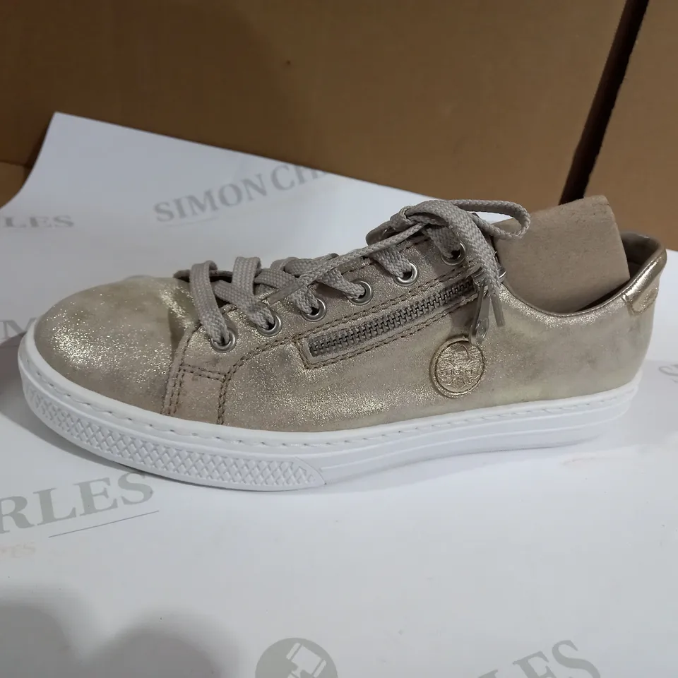 PAIR OF RIEKER GOLD SHIMMER PUMPS/TRAINERS - SIZE 7.5