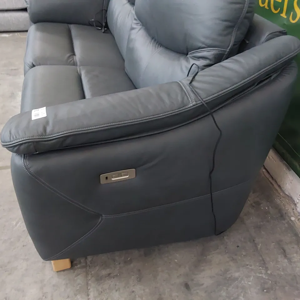 QUALITY BRITISH DESIGNER G PLAN JACKSON POWER RECLINING THREE SEATER SOFA SHORE SLATE LEATHER 