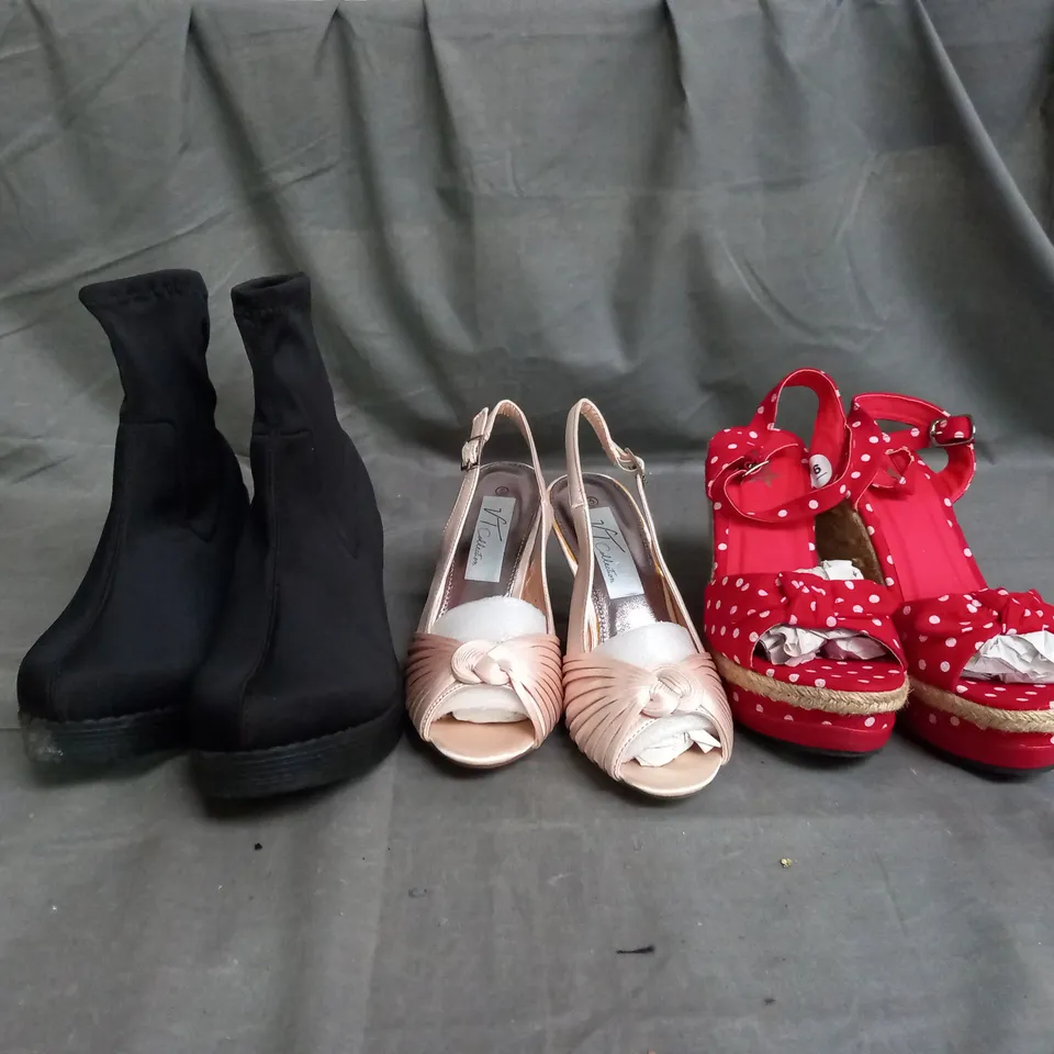 APPROXIMATELY 10 PAIRS OF ASSORTED WOMEN SHOES IN VARIOUS STYLES AND SIZES