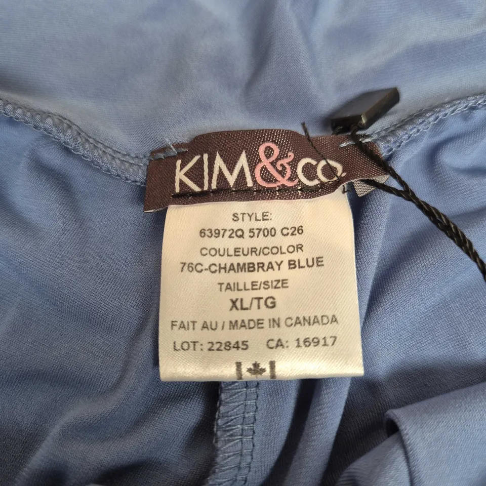 KIM & CO WOMEN'S CHAMBRAY BLUE WIDE-LEG TROUSERS – XL