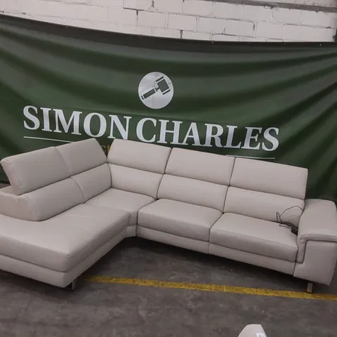 QUALITY DESIGNER ITALIAN MADE LEATHER 4 SEATER ELECTRIC RECLINER CORNER SOFA IN CAPPUCCINO 