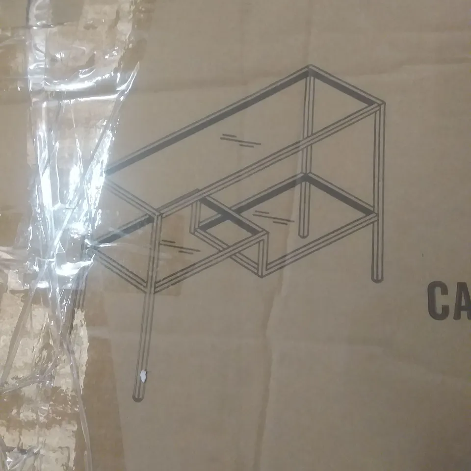 BOXED ACCENT TABLE IN BLACKENED BRONZE FINISH 