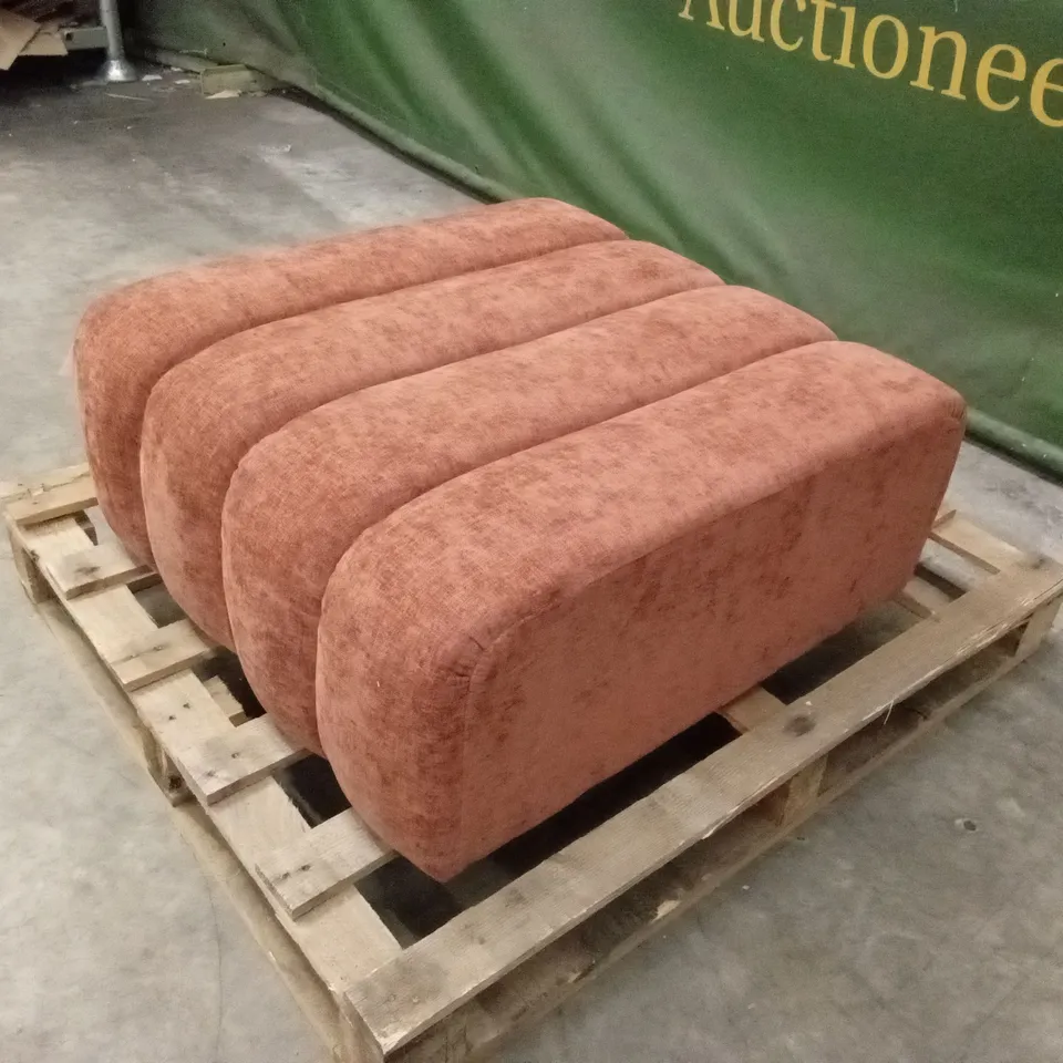 QUALITY DESIGNER BURNT ORANGE FABRIC FOOTSTOOL