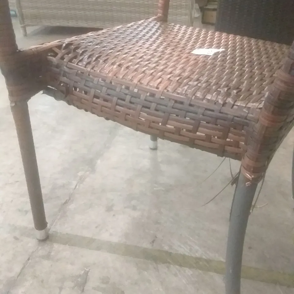 RATTAN EFFECT GARDEN CHAIR BROWN 
