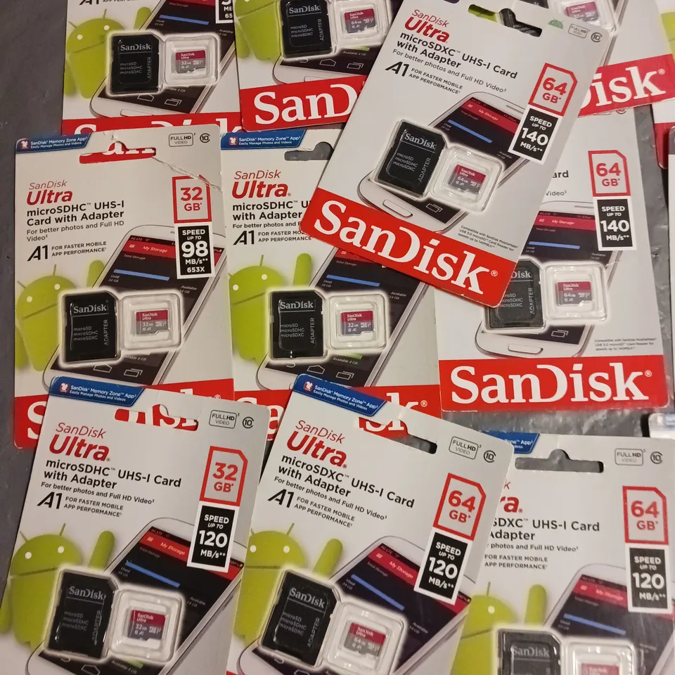 LOT OF 19 ASSORTED SANDISK ULTRA MICRO SDXC CARDS - VARIOUS SIZES