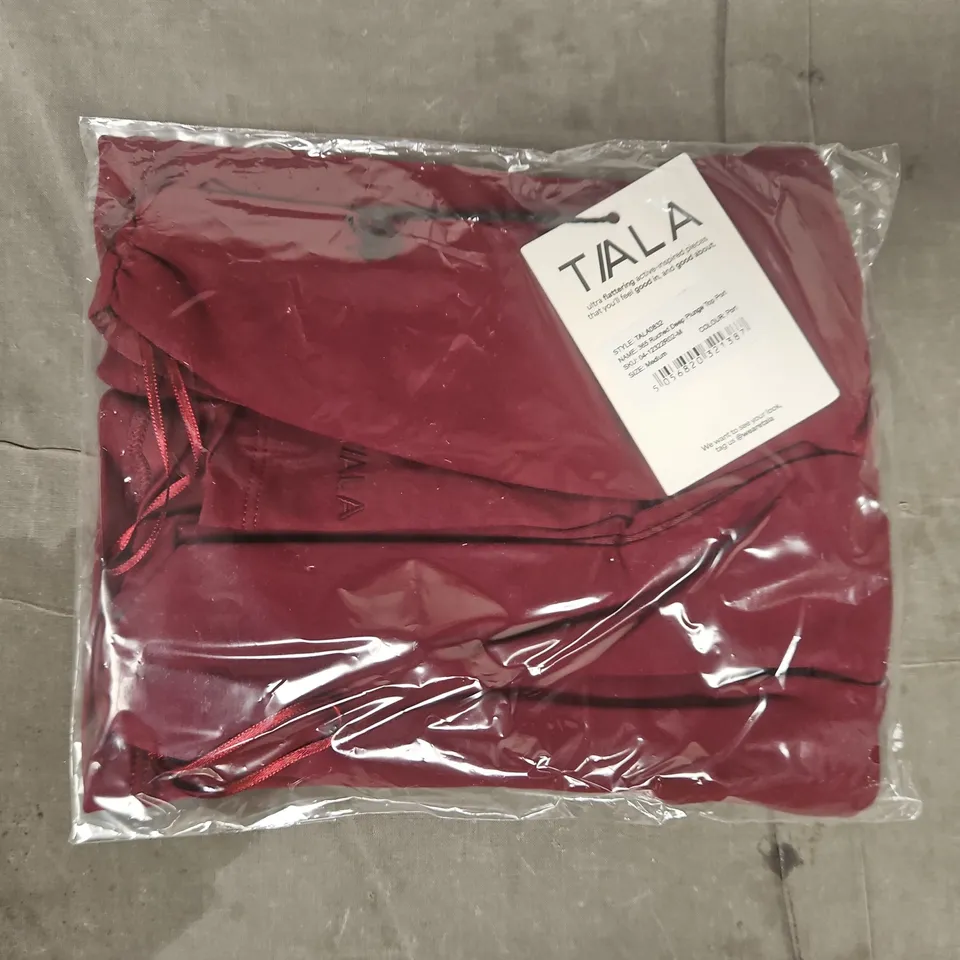 BAGGED T/ALA RUCHED DEEP PLUNGE TOP IN PORT SIZE MEDIUM