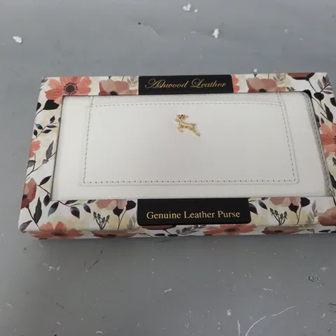 ASHWOOD GENUINE LEATHER POCKET PURSE WHITE