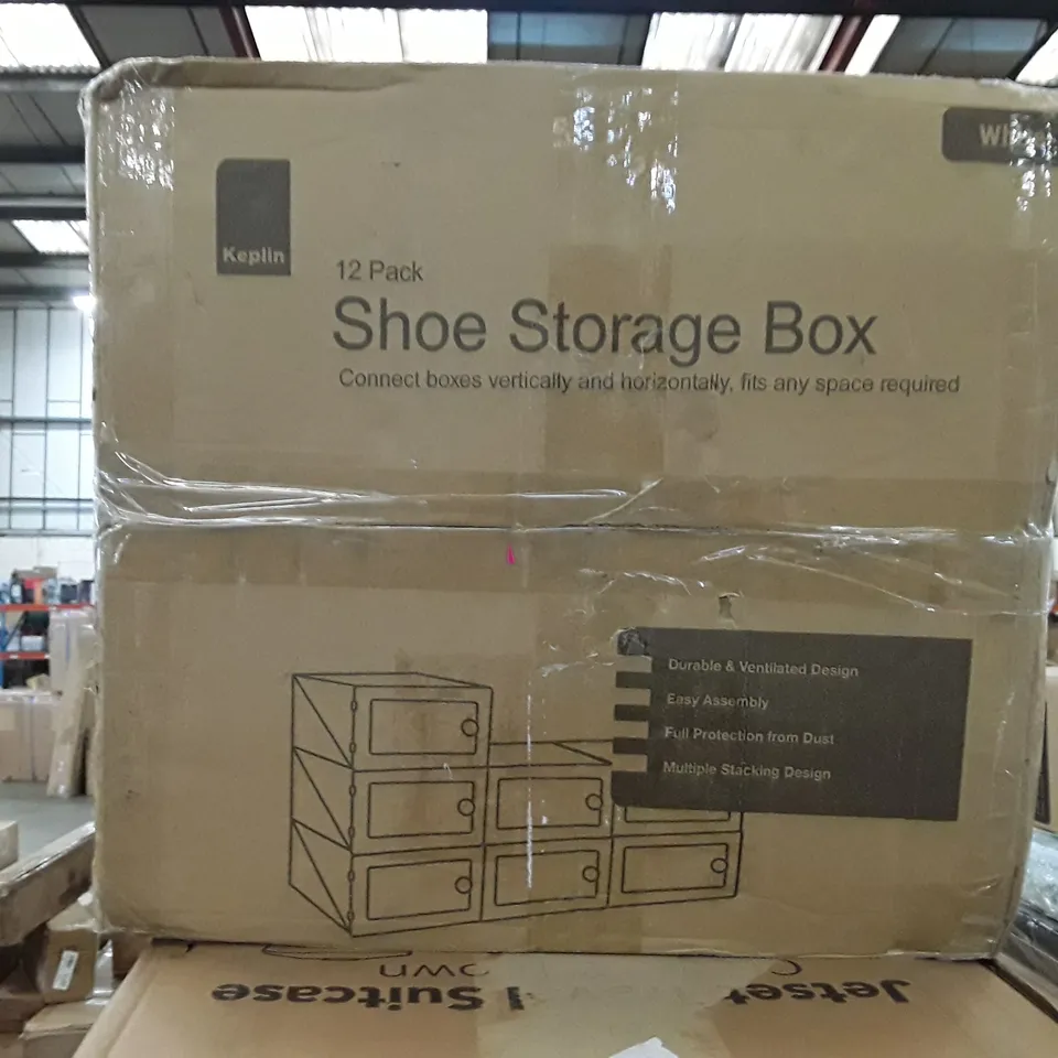 BOXED KEPLIN 12 PACK SHOE STORAGE BOX - WHITE