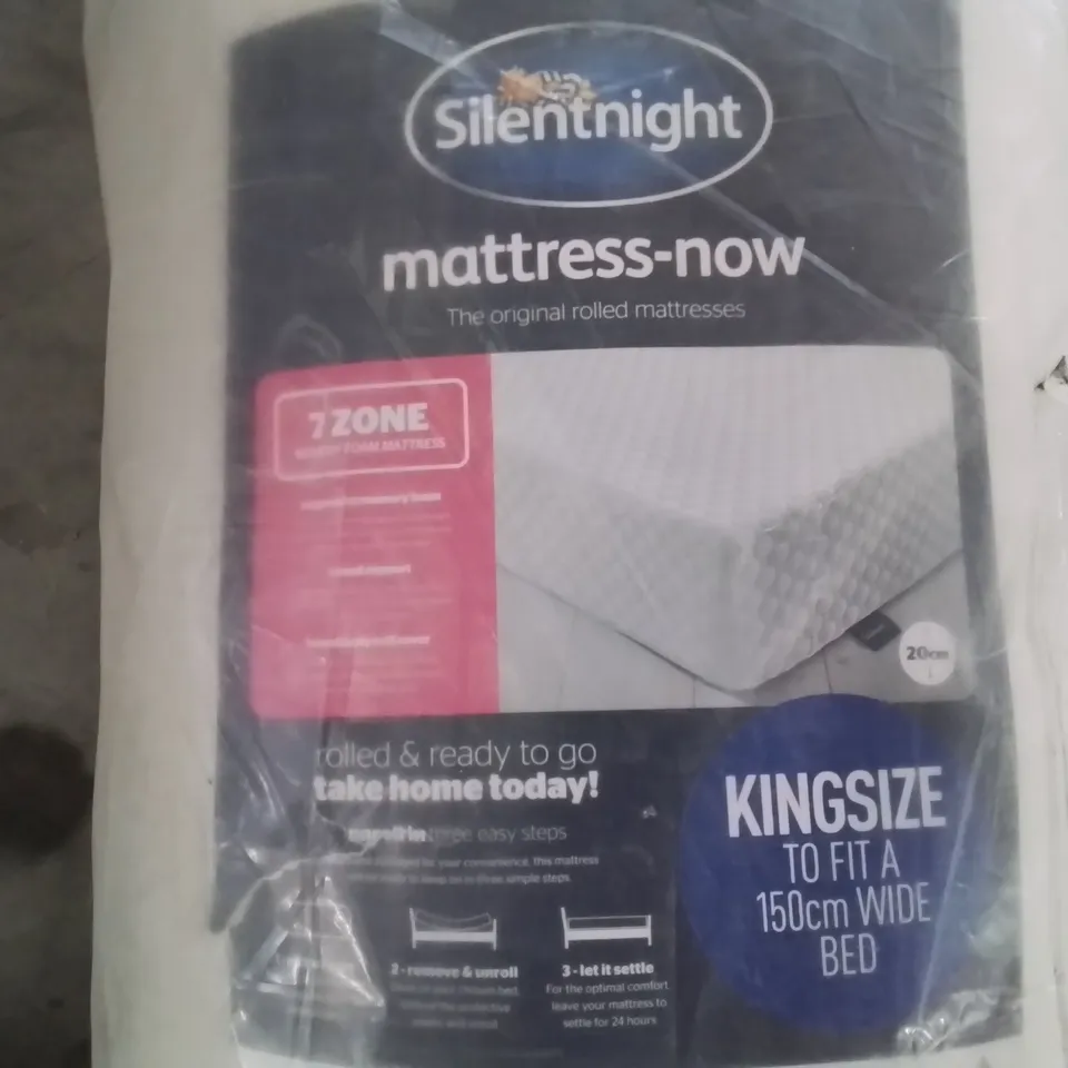 QUALITY BAGGED AND ROLLED SILENTNIGHT 20CM THICK 7 ZONE MEMORY FOAM KINGSIZE MATTRESS 