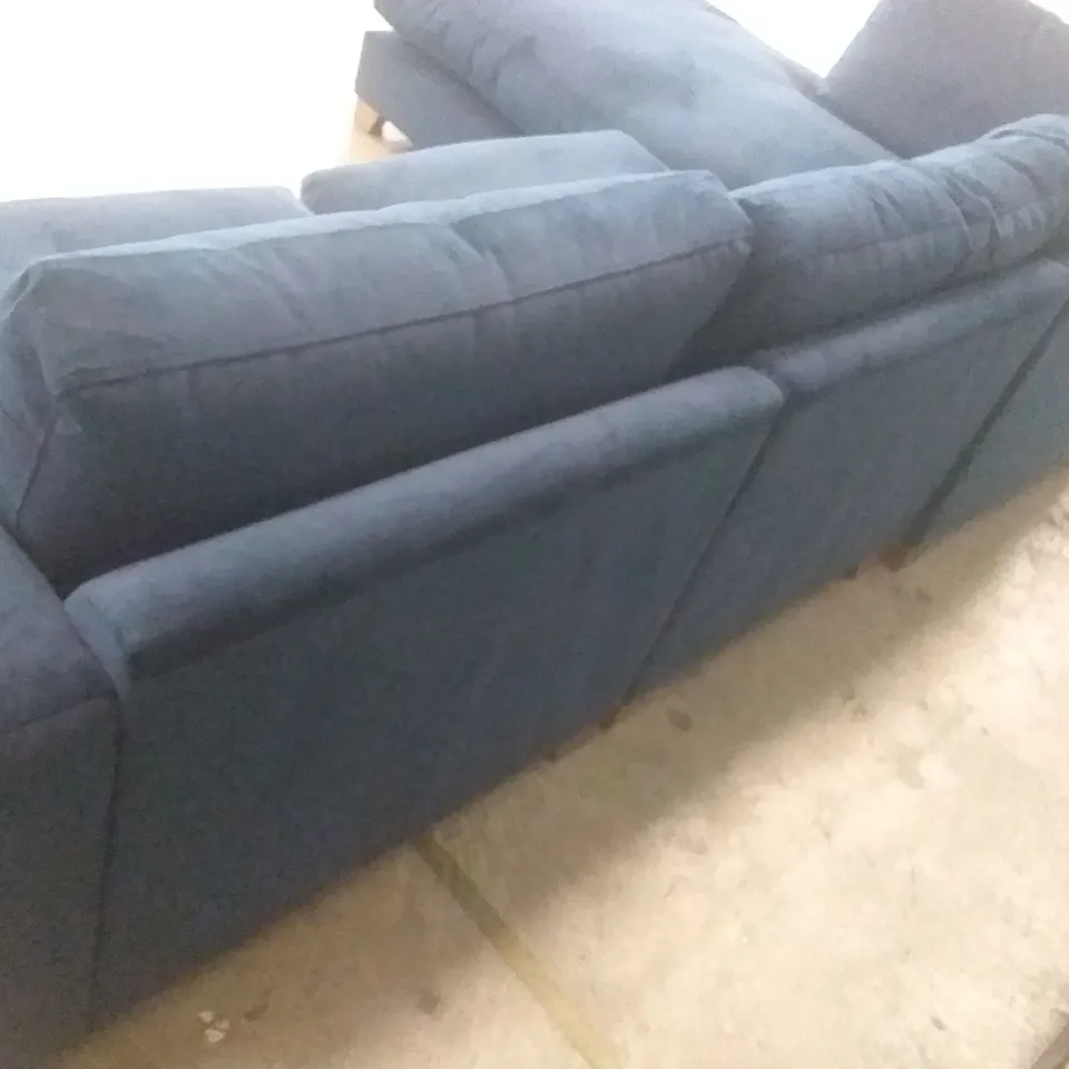 QUALITY BRITISH DESIGNER LOUNGE CO. SOFA DARK BLUE PLUSH FABRIC 