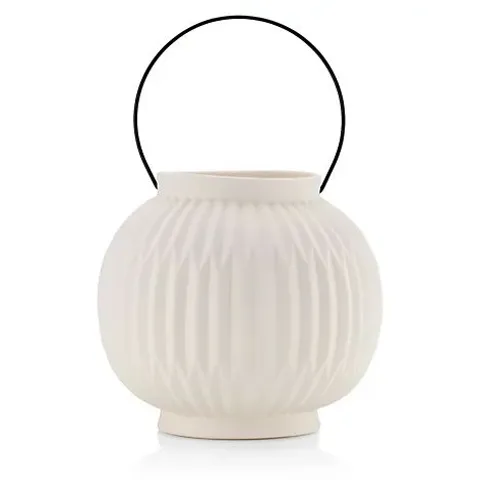 GARDEN REFLECTIONS LARGE BATTERY OPERATED PORCELAIN SPHERE FLUTED LIGHT