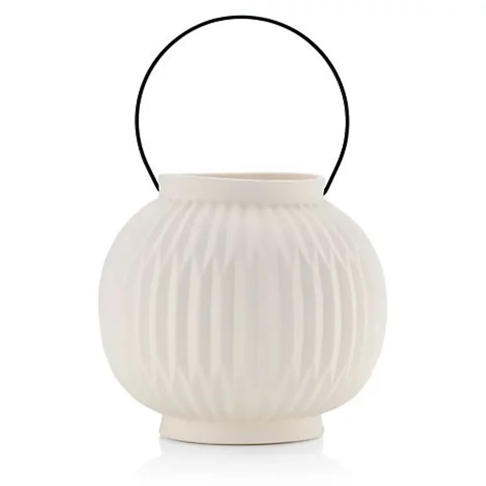 GARDEN REFLECTIONS LARGE BATTERY OPERATED PORCELAIN SPHERE FLUTED LIGHT