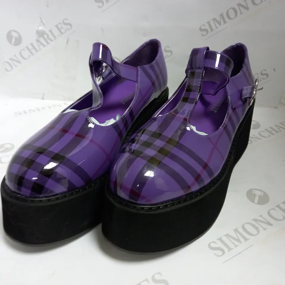 KOI VEGAN LEATHER MORENO PLAID MARY JANES UK SIZE 8