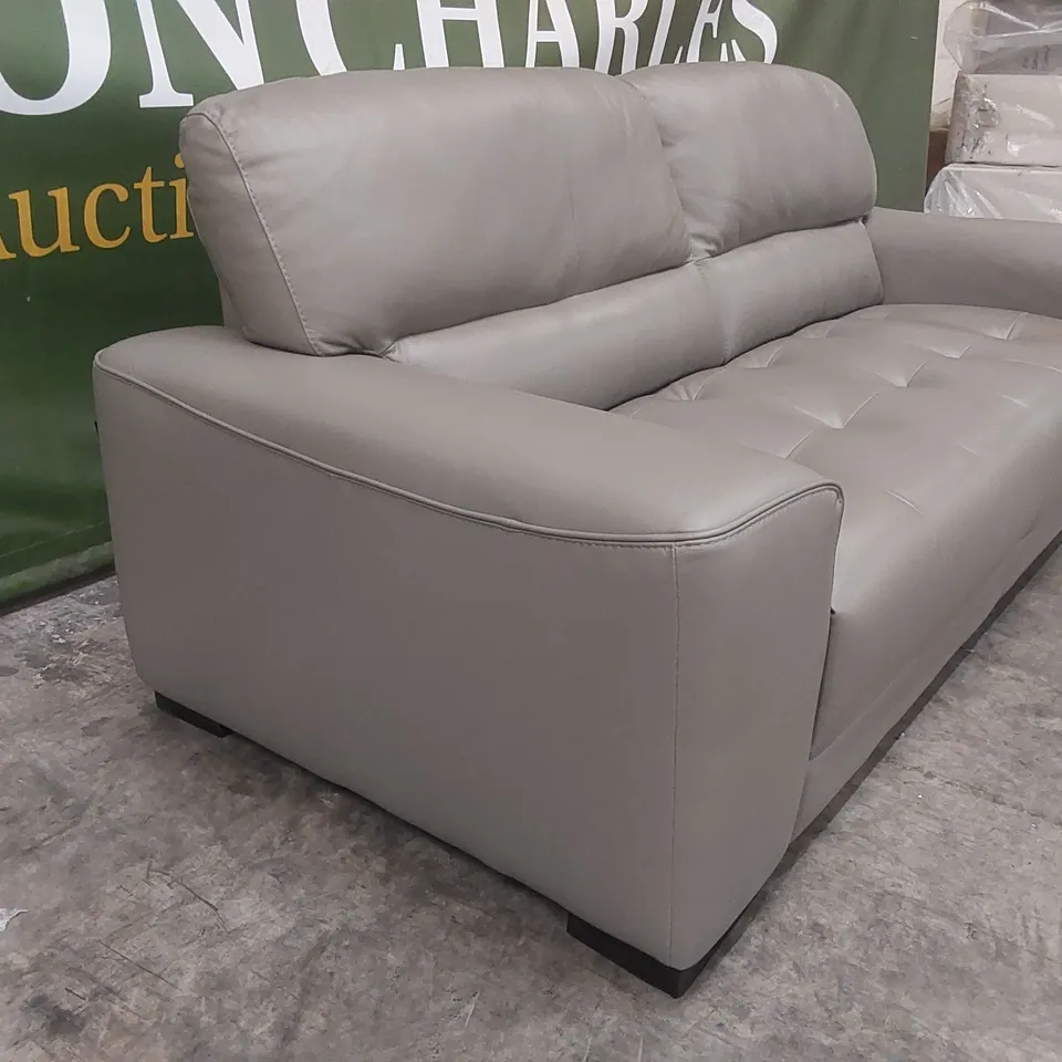 QUALITY DESIGNER ITALIAN MADE LEATHER MARCOS 4 SEATER SOFA - GREY