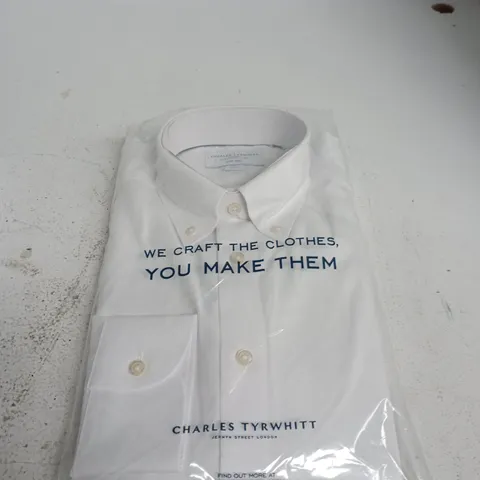 CHARLES TYRWHITT WHITE NON-IRON SLIM FIT SHIRT – UK COLLAR 15.5