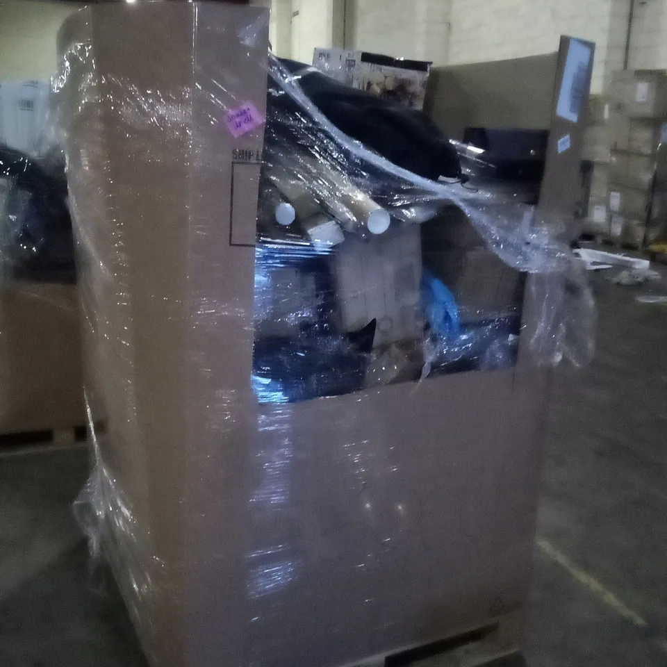 PALLET OF ASSORTED ITEMS INCLUDING DIGITAL AIR FRYER OVEN, WOK , SHOWER CADDY, FOLDABLE DRYING RACK, ROLLER BLINDS, WOODEN PICTURE FRAME 