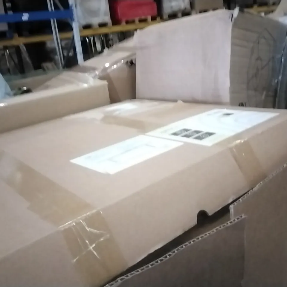 PALLET OF ASSORTED ITEMS INCLUDING FIRE BOWL, PARASOL BASE SET, FOLDING MINI TENT, KARMIC CHAIR BLACK, GLASS TABLE BLACK 