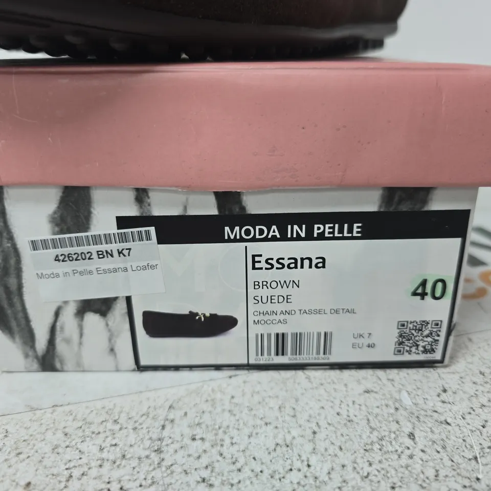 MODA IN PELLE ESSANA BROWN SUEDE MOCCASIN LOAFERS – UK 7 (EU 40)