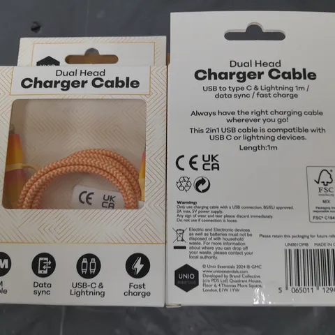 LOT OF 48 BOXED BRAND NEW 1M DUAL HEAD CHARGING CABLES - OMBRE
