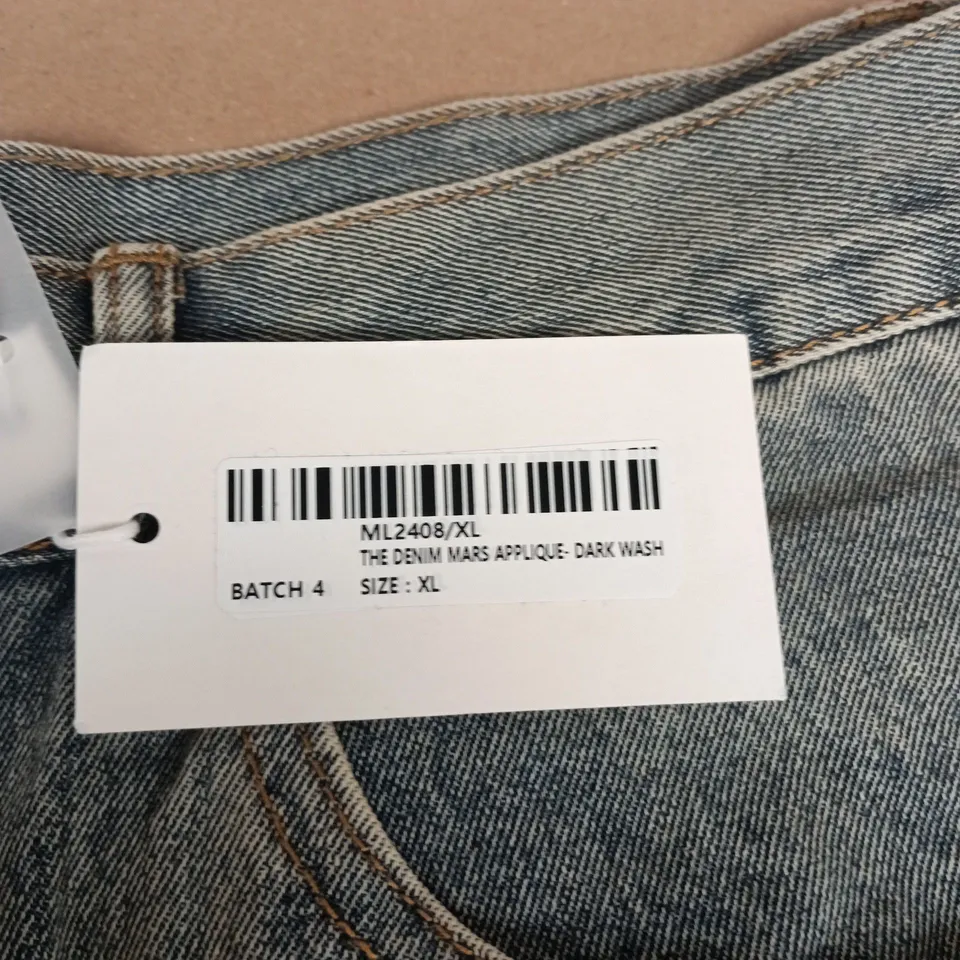 MARS THE LABEL THE DENIM MARS APPLIQUE JEANS – DARK WASH, XL