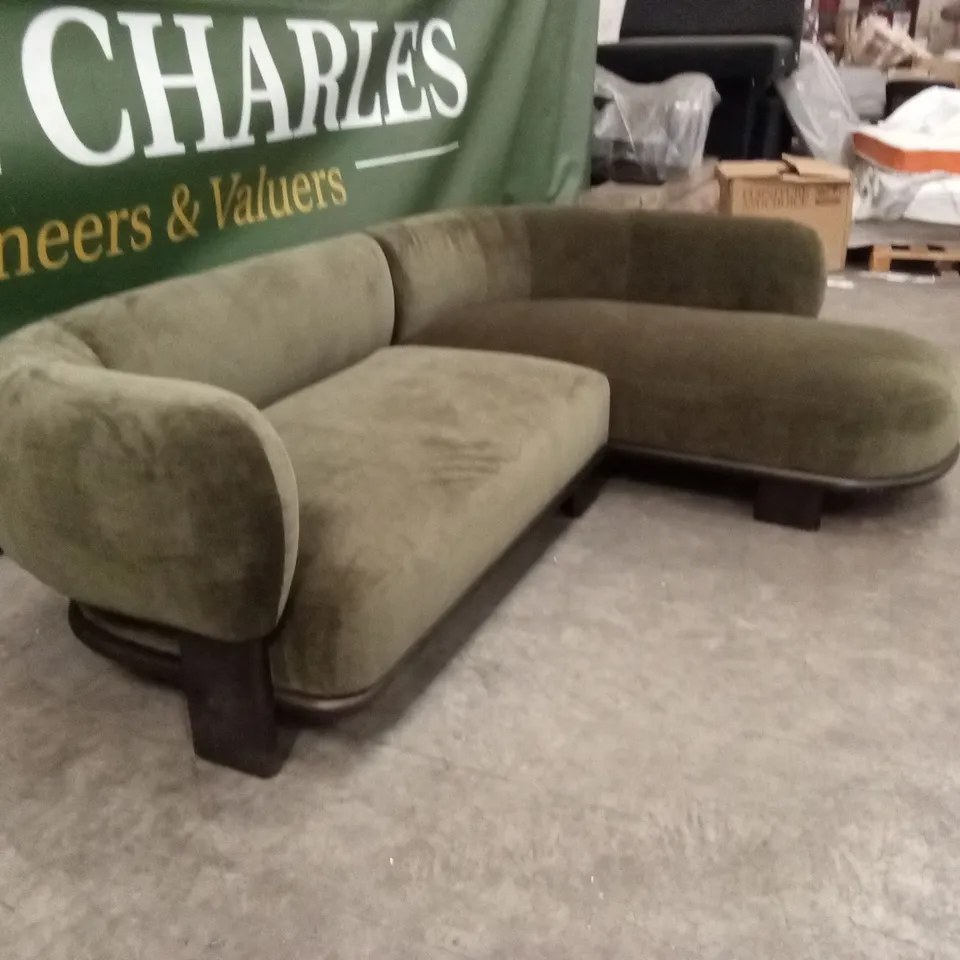 DANETTI OTTILIE OLIVE GREEN CHENILLE RIGHT HAND CORNER CHAISE SOFA RRP £1999