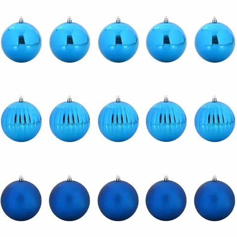 BOXED CHRISTMAS BAUBLE SET 15 PCS BLUE (SET OF APPROXIMATELY 15)