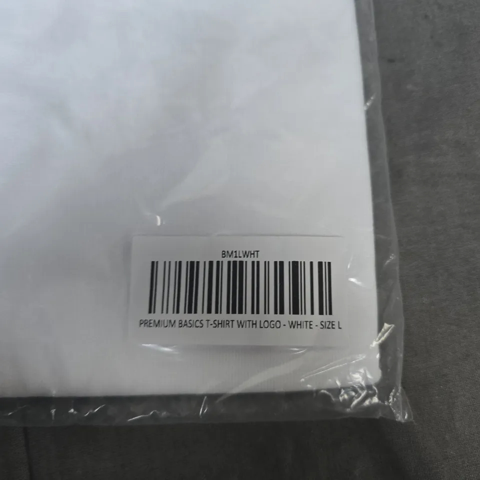 LEGEND LONDON PREMIUM BASICS T-SHIRT WITH LOGO – WHITE – SIZE L