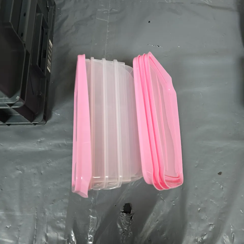 HOMESTORE FOOD CONTAINER SET – PINK PLASTIC STORAGE BOXES, 4 X 1000ML, MICROWAVE/FREEZER/DISHWASHER SAFE