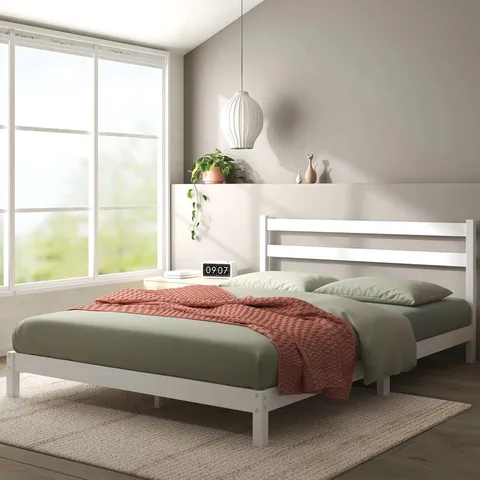 BOXED JAVERY BAMBOO PLATFORM BED FRAME WITH HEADBOARD - SIZE UNSPECIFIED