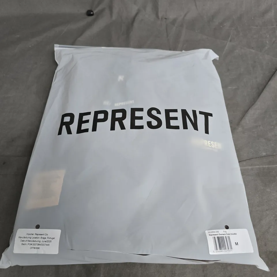 REPRESENT OWNERS CLUB HOODIE IN LIGHT FOG SIZE M