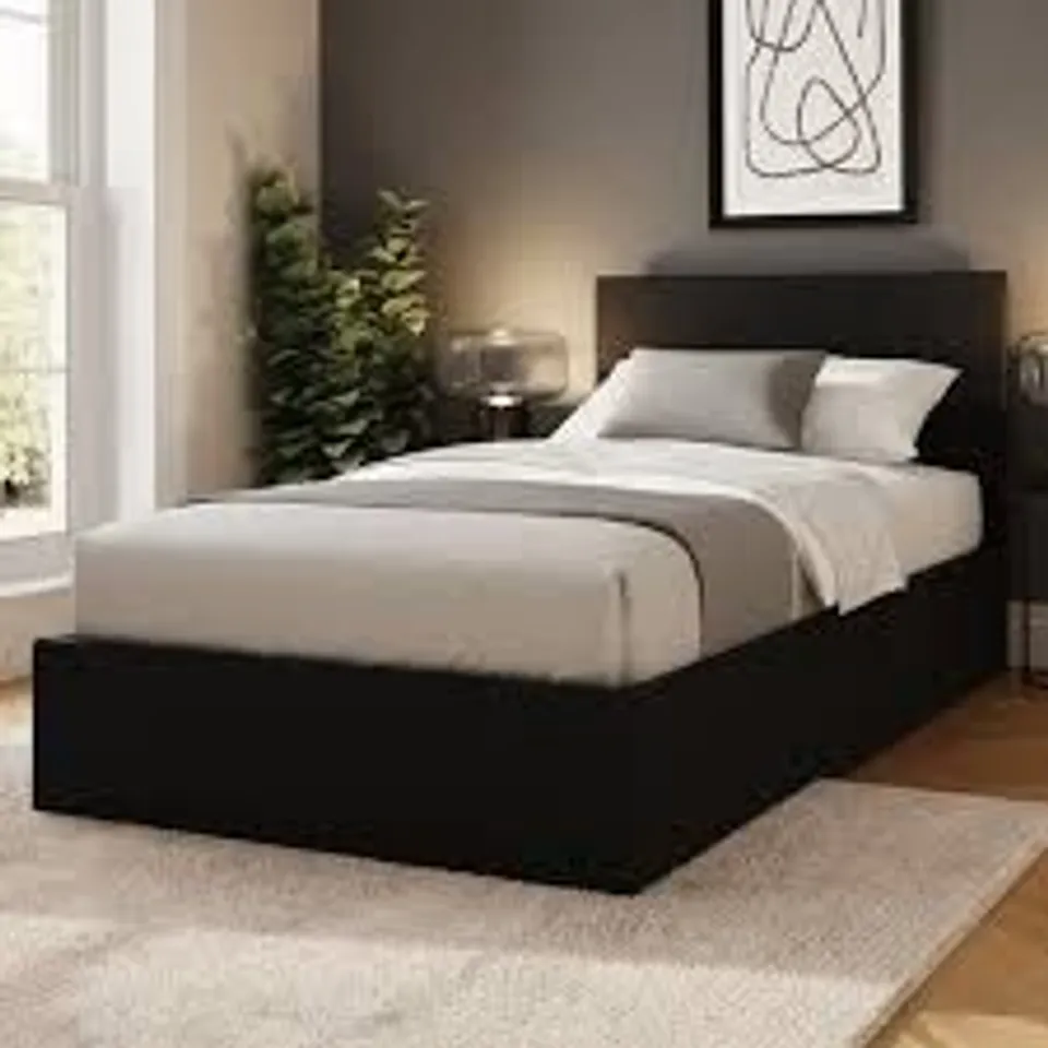 BOXED GFW SINGLE BLACK SIDE LIFT OTTOMAN BED (2 BOXES)