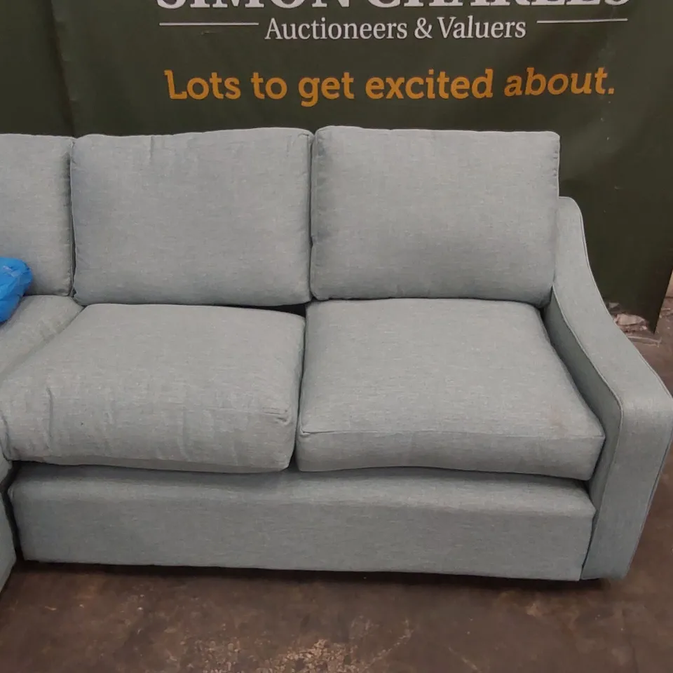 QUALITY DESIGNER CORNER SOFA - DUCK EGG BLUE FABRIC