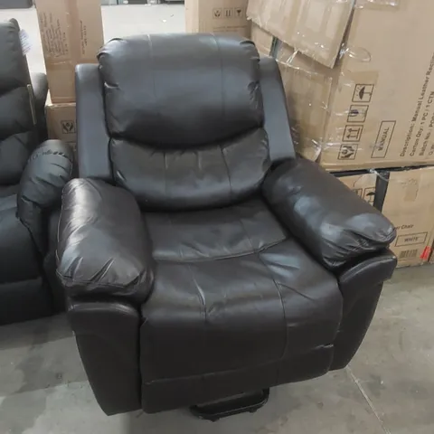 DESIGNER DARK BROWN FAUX LEATHER RISER CHAIR