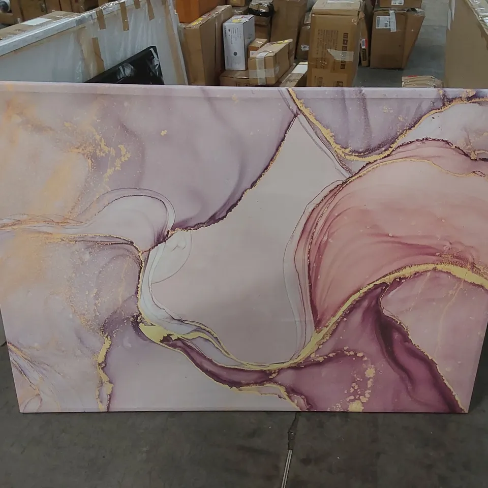 OIL PAINT PINK AND GOLD CANVAS WATERCOLOUR - WRAPPED CANVAS GRAPHIC ART PRINT