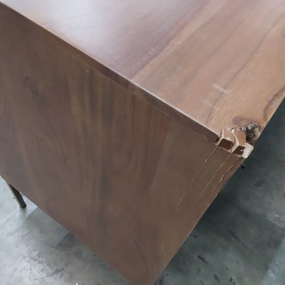 DESIGNER SOLID WOOD BRASS INLAID TRIPLE DOOR SIDEBOARD