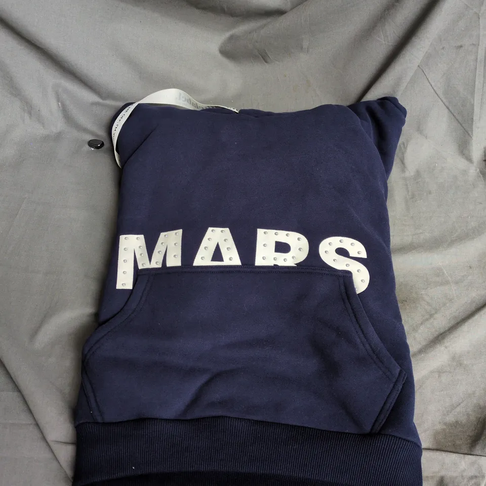 MARSHELABEL NAVY HOODIE WITH METAL STUD LETTERING AND KANGAROO POCKET SIZE L