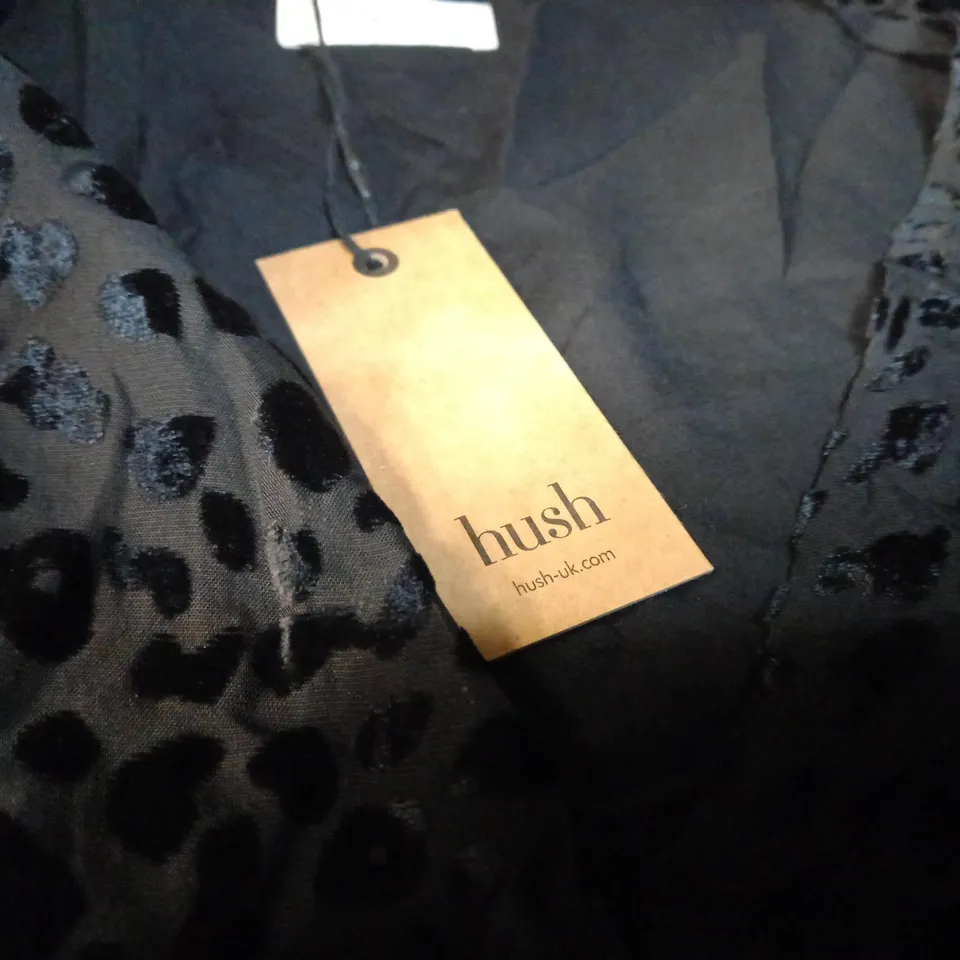 HUSH BLACK AMARIS BURNOUT DRESS - SIZE 16