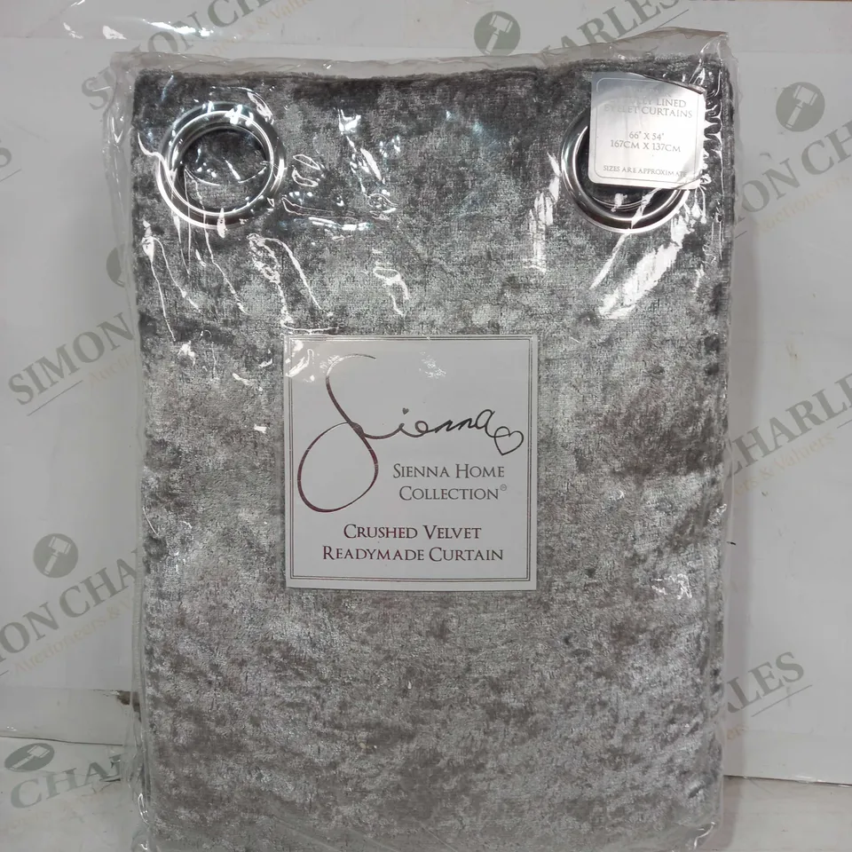 SIENNA CRUSHED VELVET READYMADE CURTAINS IN SILVER