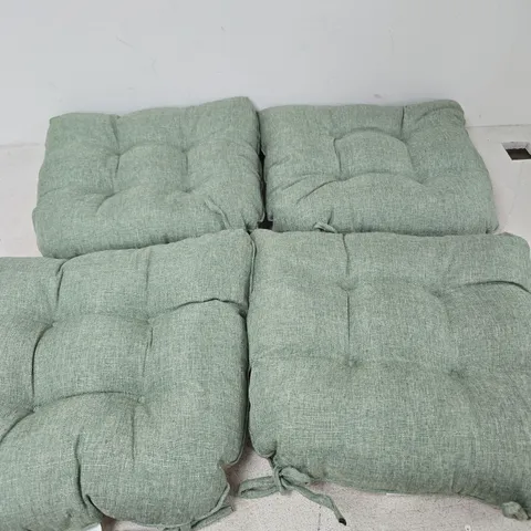 4 CASABELLA SAGE GREEN TUFTED CHAIR PADS