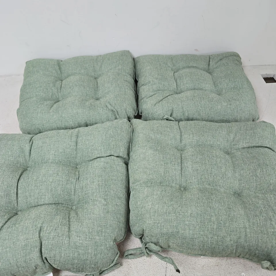 4 CASABELLA SAGE GREEN TUFTED CHAIR PADS